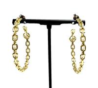 Nuovo Michael Kors Cavo Catena Logo Color Oro Orecchini a Cerchio MKJ0020