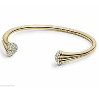 Nuovo Michael Kors Color Oro, Aperto Bracciale a Fascia, Cuore Cristalli MKJ3496