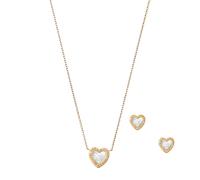Nuovo Michael Kors Color Oro Catena, Madreperla Cuore, 2 PC Set Collan