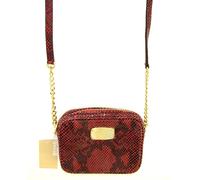 Nuovo Michael Kors Hamilton Rosso+Nero Pitone Goffrato Pelle Tracolla Borsetta