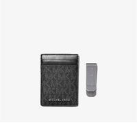 Nuovo Michael Kors Nero Mk Logo Firma Card Custodia Con a Becco Clip UOMO Wallet
