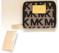 Nuovo Michael Kors Nero + Vaniglia Bianco Articolo Mk Firmata Jacquard Bifold A