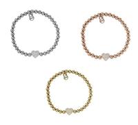 Nuovo Michael Kors Rosa & Oro Elastico, Elasticizzato Perlina + Pave Cristallo