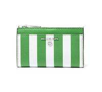 Nuovo Michael Kors Verde Palma Bianco Stampa a Strisce Jet Set Fascino Card Case