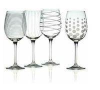 Nuovo Mikasa 4 PC Set Cheers Metallico Bianco E Trasparente Vino Vetro, Calice,