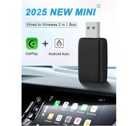 Nuovo mini adattatore senza fili 2-in-1 per tappeti compatibile con Apple e Android, adattatore senza fili General Motors plug and play, connessione automatica da cablato a senza fili, supporta aggior