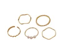 Nuovo Minimalista 5 Pz/Set Bending Wave Imitazione Perle Sfera Rotonda dell'Annata della Lega della Catena di Torsione Anelli per Le Donne Anello di Cerimonia Nuziale del PartitoDurability