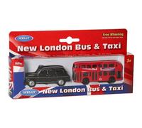 Nuovo WELLY Pressofuso Nuovo Londra Bus E Taxi Modello 8cm - 523912G/9123