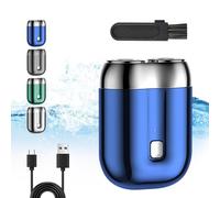 Nuovo modello di mini rasoio elettrico a doppia testina, mini rasoio elettrico portatile, mini rasoio per uomo, per la casa, l'auto e i viaggi (Blu)