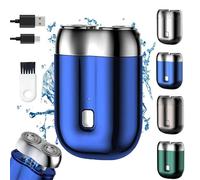 Nuovo Modello Mini Rasoio Elettrico A Doppia Testina,Mini Rasoio Elettrico Portatile,Rasoio Elettrico Lavabile,Usb Rasoio Elettrico Compatto Impermeabile Ricaricabile For Uomo (Blu)