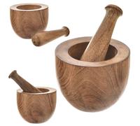 NUOVO mortaio per spezie fatto a mano legno pestello per mangrovie cucina...