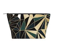 Nuovo motivo geometrico Art Déco verde smeraldo e oro, Borsa da toilette Borsa per trucco Borsa per cosmetici Borsa da toilette da viaggio portatile