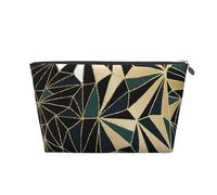 Nuovo motivo geometrico Art Déco verde smeraldo e oro, Borsa da toilette Borsa per trucco Borsa per cosmetici Borsa da toilette da viaggio portatile