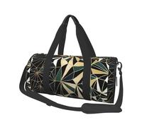 Nuovo motivo geometrico Art Déco verde smeraldo e oro, Borsone da viaggio di grande capacità Borsa rotonda Borsa da viaggio sportiva Borsa da viaggio Borsa da fitness