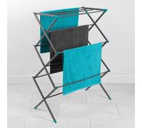 Nuovo Nero/Blu Decker Estendibile Compatto Stendibiancheria Asciugatura