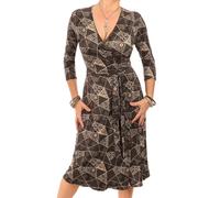 Nuovo Nero e Oro Geometrico Stampa Slinky Avvolgere Abito