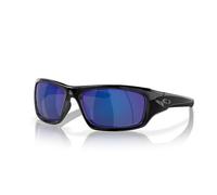 Nuovo Oakley Valve Occhiali da Sole Nero Lucido Blu Intenso Polarizzati