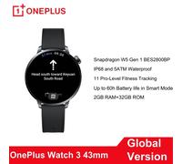 Nuovo OnePlus Watch 3 43mm Versione globale Smart Watch Display AMOLED da 1,32 pollici Fino a 60 ore di durata della batteria Wear OS tramite Google NFC GPS Silver Steel