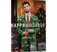 Nuovo OppoSuits Happy Holidude 44us Uomo US Natale Abito Cravatta Giacca Blu
