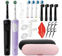 NUOVO Oral B Vitality Pro D103 Protect X Clean nero viola set di 2 con accessori