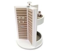 Nuovo Organizer Rotante In Legno Deluxe Per Gioielli/Make-Up - Fodera Morbida