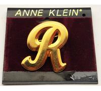 Nuovo Originale Card Stock ANNE KLEIN Spilla A Forma Di Lettera "R" In Oro
