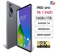 Nuovo originale P60 Pro 4G 5G Dual Sim Tablet Android 14 bambini Tablet 10.1 ''Schermo HD 20000mAh 22GB + 2TB Tab Tablet PC Con tastiera Black with KeyBorad