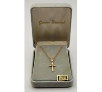 Nuovo Originale Scatola Pendente A Forma Di CROCE In Oro Con Catena Da 16"