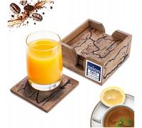 NUOVO Orion Mango set 6 sottobicchieri in legno con supporto quadrato 9 cm