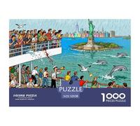 Nuovo Orizzonte: La Traversata della Statua della Libertà Puzzle in Legno Impermeabile DIY Puzzles Da 1000 Pezzi Regali Per Adulti Colorati Per Decorazioni Domestiche