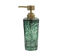 Nuovo Oro Spazzolato Ottone Pompa Verde Blu Vetro Motivo Spirale Sapone Dosatore