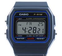 [Nuovo] Orologio da polso digitale standard da uomo Casio F-91W-1JH Black Light