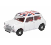 Nuovo Oxford Diecast Austin Mini Cooper Bianco Union Jack - 76MN011