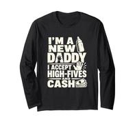 Nuovo Padre papà Annuncio High Five Umorismo Maglia a Manica