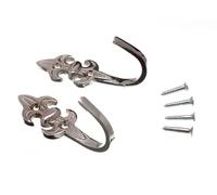 Nuovo Paio Di Fermacurtain Fleur De Lys Cromato 75 X 25 X 35Mm - Onestop
