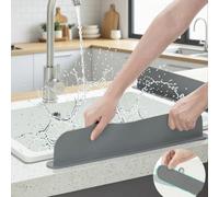 Nuovo paraspruzzi in acrilico per lavello da cucina, lavello per lavare i piatti, barriera antispruzzo per bordo lavandino per lavare le mani, strumento paraspruzzi Piccolo - Bianco sporco,Versione ag