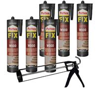 NUOVO Pattex adesivo di montaggio Fix legno 400 g 6 x cartuccia con pistola a...