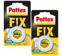 NUOVO Pattex Fix 80 kg nastro di montaggio nastro biadesivo spessore 2 x 1,5 ...