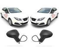 Nuovo per Seat Ibiza 2008 - 2017 Specchietto Laterale Manuale Nero Paio Set L &