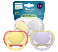 NUOVO Philips Avent Ultra Air Happy SCF08703 ciuccio 0-6M set di 2 con custodia