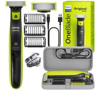 NUOVO PHILIPS OneBlade rasoio QP2724/10 + custodia Slim Edition, nero/verde