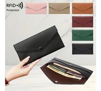 Nuovo portafoglio antifurto RFID da donna in pelle di lichi, morbido, con busta lunga, semplice e ultra sottile, borsa a frizione. Portafogli per uomo, portafoglio mini. rosa,nero,Bordeaux,marrone,ver