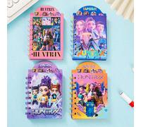 Nuovo Quaderno a spirale stile K-POP, 4 modelli, immagine di figure anime , 80 pagine portatile, diario, articoli da regalo per bambini, strumenti di scrittura (colore spirale casuale), regali per fes