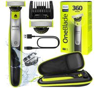 NUOVO rasoio Philips OneBlade 360 QP2734/23 con custodia verde batteria bagna...