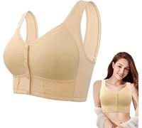 Nuovo Reggiseno Moona 2025 per Anziani, Reggiseni con Chiusura Frontale Traspirante per Donne anziane, Reggiseni Push-up Senza Ferretto in Cotone e Pizzo (Skin,44)