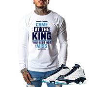 Nuovo Retro Kings AJ13 POWDER COME AT THE KING Bianco LS T-Shirt Piccola-5XLarge