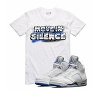 Nuovo Retro Kings AJ5 STEALTH MOVE IN SILENCE T-Shirt Bianca SMALL-3XLARGE