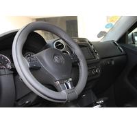 Nuovo Rivestimento In Pelle Per Volante Con Striscia Grigia Stile Con Ago E Filo