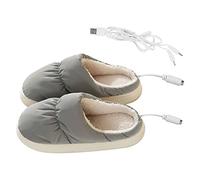 Nuovo Scaldapiedi Elettrico Riscaldato per Donna, USB Riscaldamento Pantofole in Peluche, Riscaldante Piedi Stivali Riscaldati con Punta Chiusa Slippers Spessore Antiscivolo Suola Ciabatte da Casa
