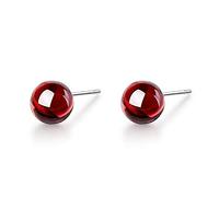 Nuovo semplice gioiello in argento sterling 925 con granato rosso naturale, ciliegia, temperamento, personalità, sfera di cristallo, perno